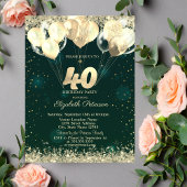 Invitation Parties scintillant d'or Balloons Confetti Vert 40