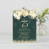 Invitation Parties scintillant d'or Balloons Confetti Vert 75 (Debout devant)