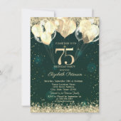 Invitation Parties scintillant d'or Balloons Confetti Vert 75 (Devant)