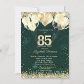 Invitation Parties scintillant d'or Balloons Confetti Vert 85 (Devant)