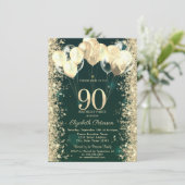 Invitation Parties scintillant d'or Balloons Confetti Vert 90 (Debout devant)