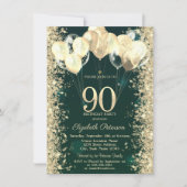 Invitation Parties scintillant d'or Balloons Confetti Vert 90 (Devant)