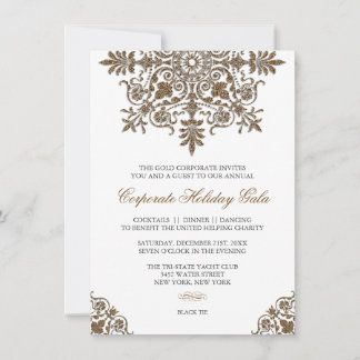 Invitation Parties scintillant d'or baroque Look Fête de vaca