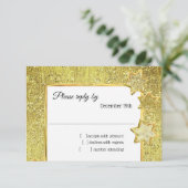 Invitation Parties scintillant d'or bat mitzvah Stars (Debout devant)