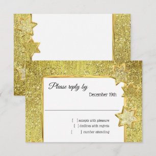 Invitation Parties scintillant d'or bat mitzvah Stars