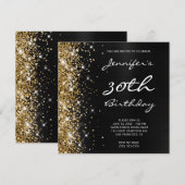 Invitation Parties scintillant d'or Black Ombre Foil 30e anni (Devant / Derrière)