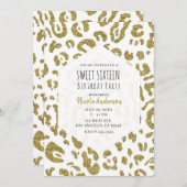 Invitation Parties scintillant d'or blanc Cheetah Leopard Swe (Devant / Derrière)