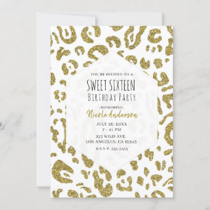 Invitation Parties scintillant d'or blanc Cheetah Leopard Swe