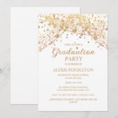 Invitation Parties scintillant d'or blanc diplôme de l'école (Devant / Derrière)