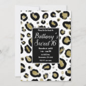 Invitation Parties scintillant d'or blanc & Léopard noir Swee (Devant)