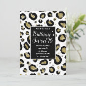 Invitation Parties scintillant d'or blanc & Léopard noir Swee (Debout devant)