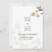 Invitation Parties scintillant d'or blanc simple floral Enreg (Devant)