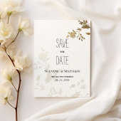 Invitation Parties scintillant d'or blanc simple floral Enreg