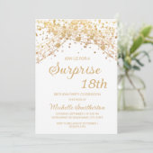 Invitation Parties scintillant d'or blanc Surprise 18e annive (Debout devant)