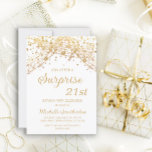 Invitation Parties scintillant d'or blanc Surprise 21e annive<br><div class="desc">21e Invitation à la fête d'anniversaire Surprise pour les femmes avec des lampes à cordes dorées scintillantes et un bokeh pétillant sur un arrière - plan blanc. Parce que le texte est personnalisable, cette invitation est conçue pour une femme qui célèbre n'importe quel anniversaire. (18ème, 21, 30ème, 40ème, 50ème, 60ème,...</div>