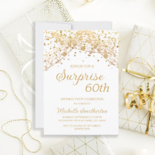Invitation Parties scintillant d'or blanc Surprise 60e annive