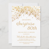 Invitation Parties scintillant d'or blanc Surprise 80e annive (Devant)