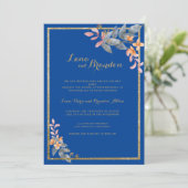 Invitation Parties scintillant d'or bleu ciel orange rose Mar (Debout devant)