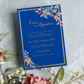 Invitation Parties scintillant d'or bleu ciel orange rose Mar