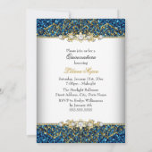 Invitation Parties scintillant d'or bleu Damask Quinceanera I (Dos)