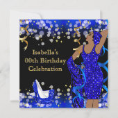 Invitation Parties scintillant d'or bleu Lady Retro talons ha (Devant)
