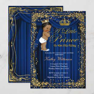 Invitation Parties scintillant d'or bleu marine Baby shower P
