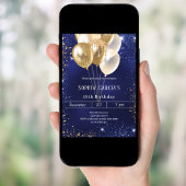 Invitation Parties scintillant d'or bleu marine éclatante bal