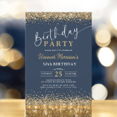 Invitation Parties scintillant d'or bleu marine n'importe que