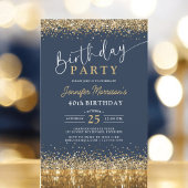 Invitation Parties scintillant d'or bleu marine n'importe que