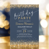Invitation Parties scintillant d'or bleu marine n'importe que