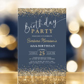 Invitation Parties scintillant d'or bleu marine n'importe que