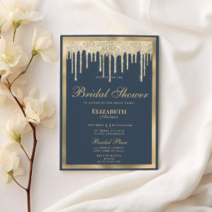 Invitation Parties scintillant d'or bleu mauve goutte Fête de