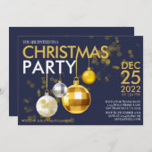 Invitation Parties scintillant d'or bleu moderne ornement fêt (Devant / Derrière)