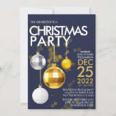 Invitation Parties scintillant d'or bleu moderne ornement fêt (Devant)