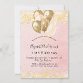 Invitation Parties scintillant d'or blush anniversaire ballon (Devant)