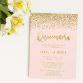 Invitation Parties scintillant d'or Blush Rose Faux Quinceane