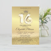 Invitation Parties scintillant d'or Bokeh Ombre, Tiara, Sweet (Debout devant)