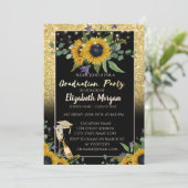 Invitation Parties scintillant d'or Bokeh, Vin, Verre, Fleurs (Debout devant)