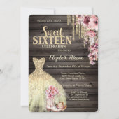 Invitation Parties scintillant d'or, Bottes de robe Casquette (Devant)