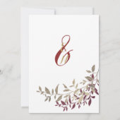 Invitation Parties scintillant d'or Bourgogne feuille floral  (Dos)