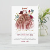 Invitation Parties scintillant d'or Bourgogne Robe Florale Qu (Debout devant)