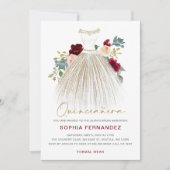 Invitation Parties scintillant d'or Bourgogne Robe Florale Qu (Devant)