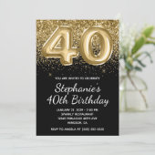 Invitation Parties scintillant d'or brillant Black Balloon 40 (Debout devant)
