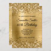 Invitation Parties scintillant d'or brossé à huile Monogramme (Devant / Derrière)