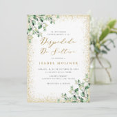 Invitation Parties scintillant d'or Cadre de verdure Fête des (Debout devant)