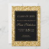 Invitation Parties scintillant d'or Cadre noir (Devant)