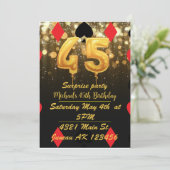 Invitation Parties scintillant d'or casino thème 45E annivers (Debout devant)
