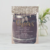 Invitation Parties scintillant d'or Champagne Fiançailles de (Debout devant)