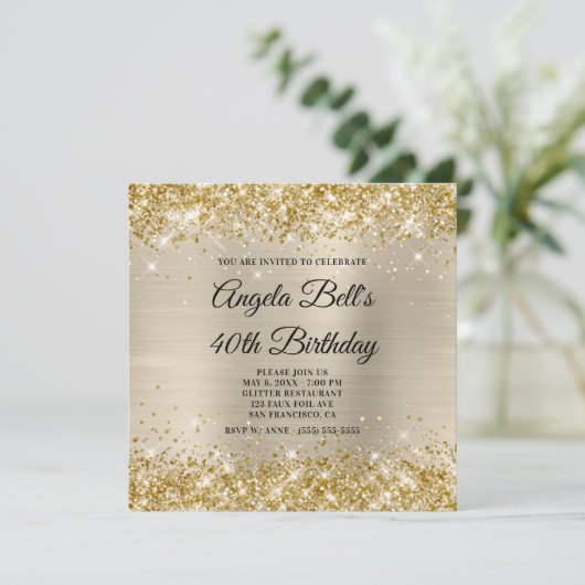 Invitation Parties scintillant d'or Champagne Shimmer Foil Fa (Debout devant)