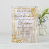 Invitation Parties scintillant d'or Châtaignes Feuilles & Con (Debout devant)